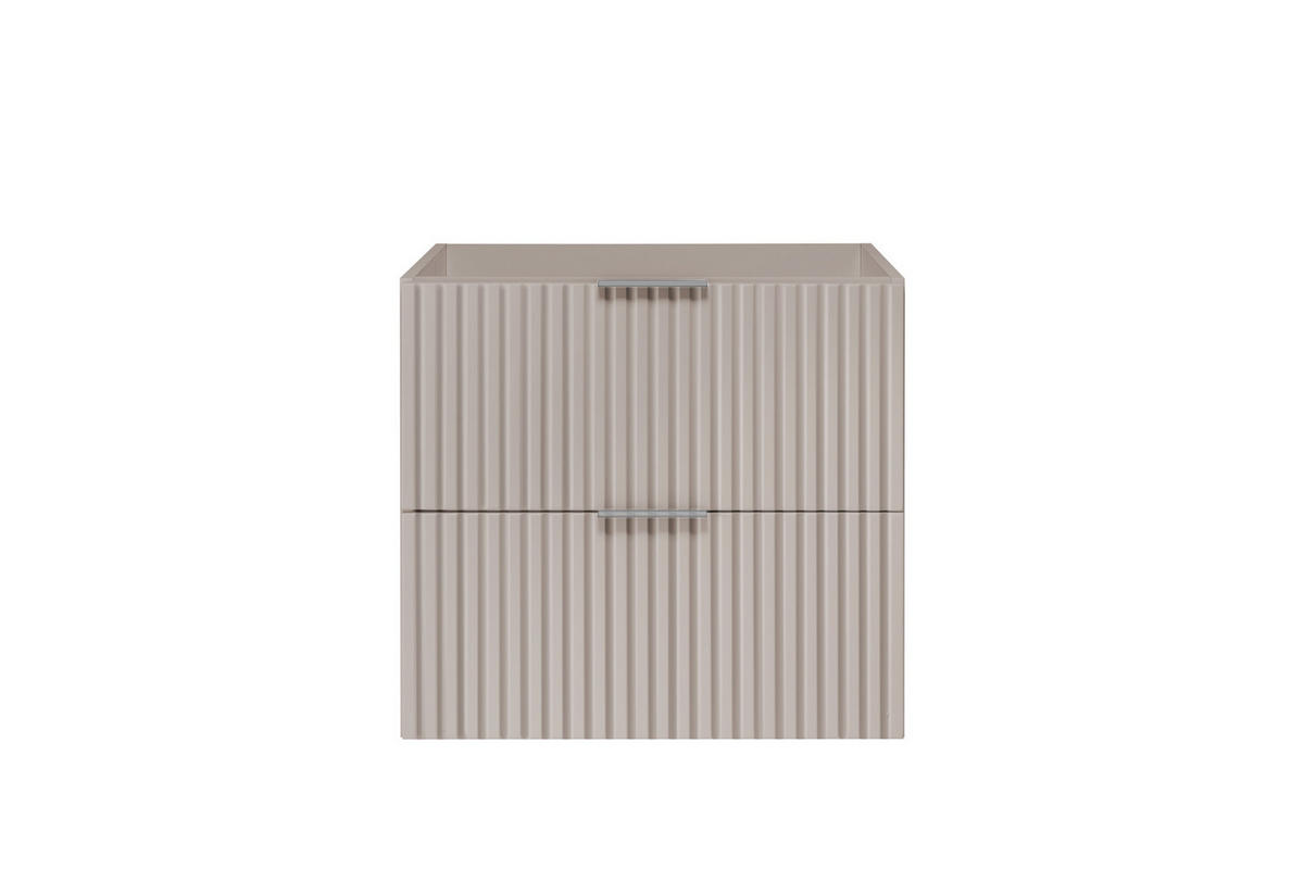 WASCHBECKUNTERSCHRANK, Kaschmir, 60 x 57 x 46 cm, silberner Griff, ohne Arbeitsplatte - Beige/Silberfarben, Holzwerkstoff (60/57/46cm) - 3XE LIVING