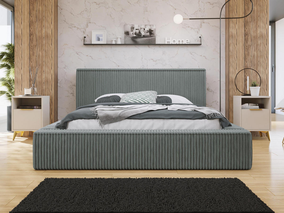POLSTERBETT Glexi - Grau, Holz/Textil (180/200cm) - MIRJAN24