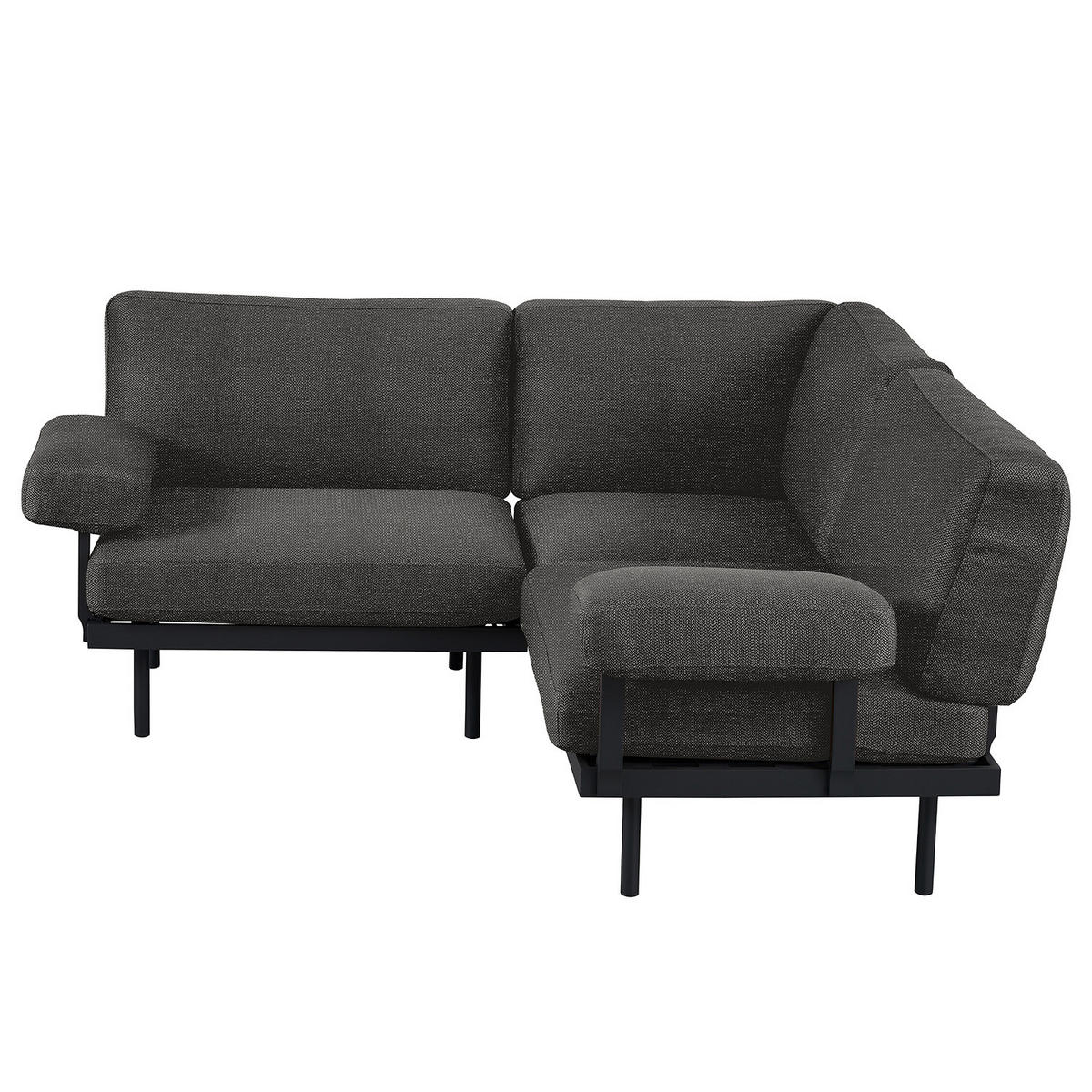 OUTDOOR-ECKSOFA - Schwarz, Textil/Metall (186/80/186cm) - home24