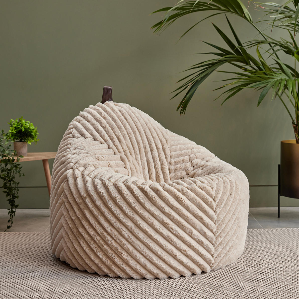 SITZSACK Sessel Kokon aus Kunstfell Cord - Creme, Kunststoff/Textil (87/73/73cm) - icon