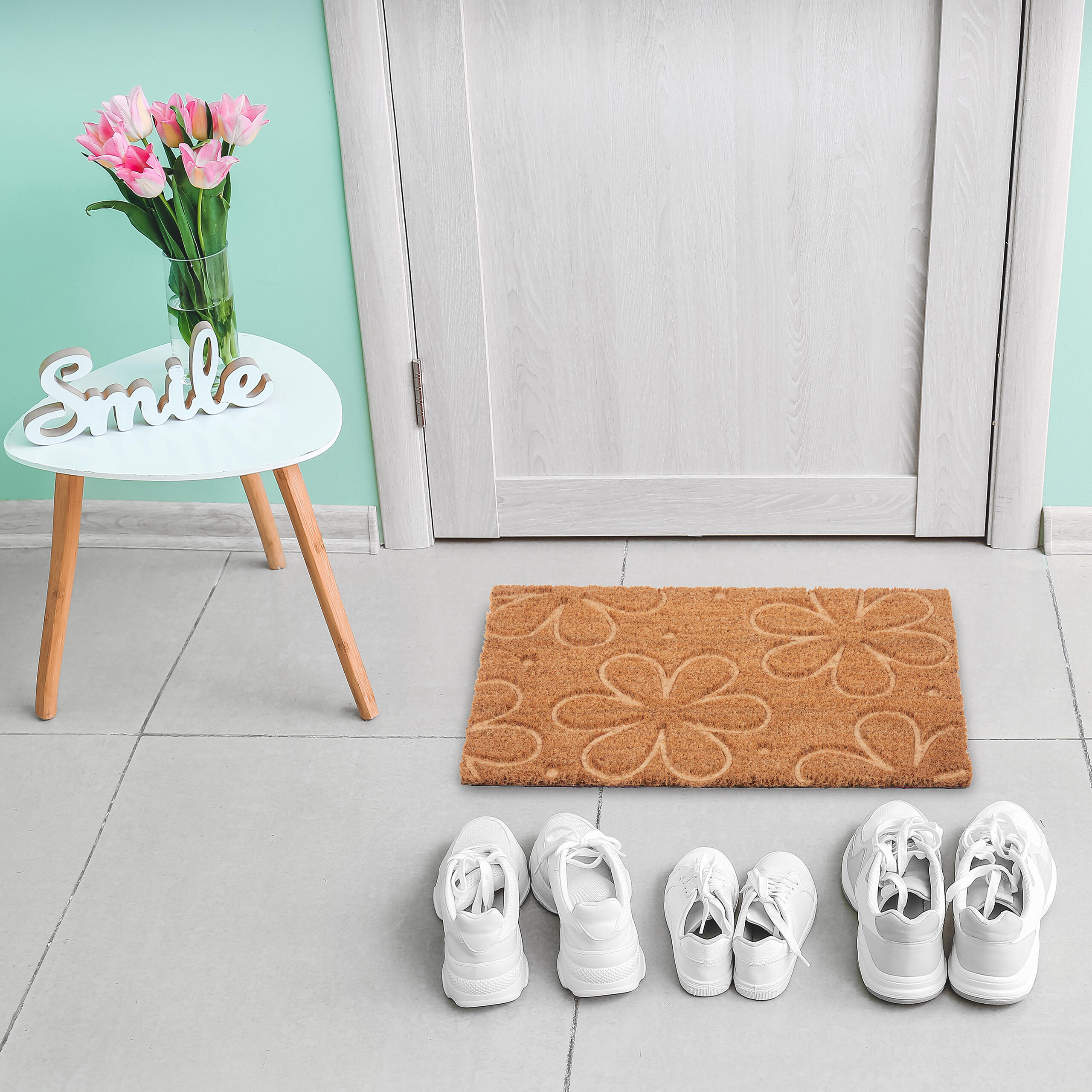 FUSSMATTE - Hellbraun, Kunststoff/Textil (60/40cm) - Relaxdays