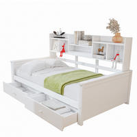 SCHLAFSOFA 90/200 cm mit 2 Schubladen, Seitenregalen und Lattenrost aus Massivholz, Weiß - Weiß, Holzwerkstoff (97/110/205cm) - Redom
