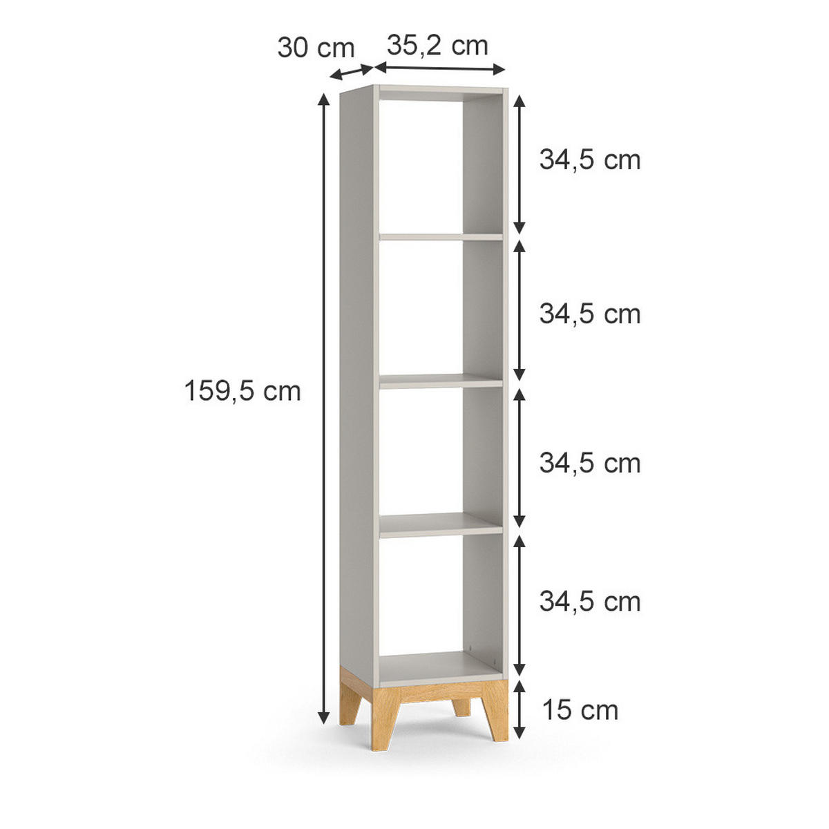 KINDERREGAL Malia Cashmere-Eiche 35.2 x 159.5 cm - Kaschmir, Holzwerkstoff (35.2/159.5/30cm) - VitaliSpa