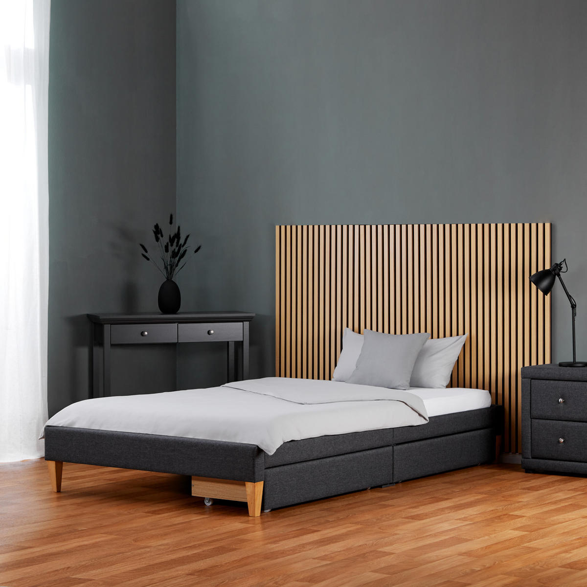 POLSTERBETT mit Stauraum 140/200 cm in Grau - Grau, Textil (140/200cm) - Homestyle4u