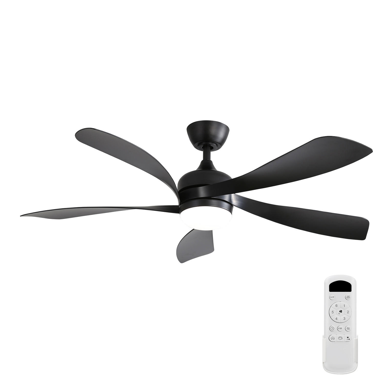 DECKENVENTILATOR 52Zoll LED Licht Memory Funktion DC Motor Timer - Schwarz, Kunststoff (132.08/132.08/26.8cm) - CASIVA