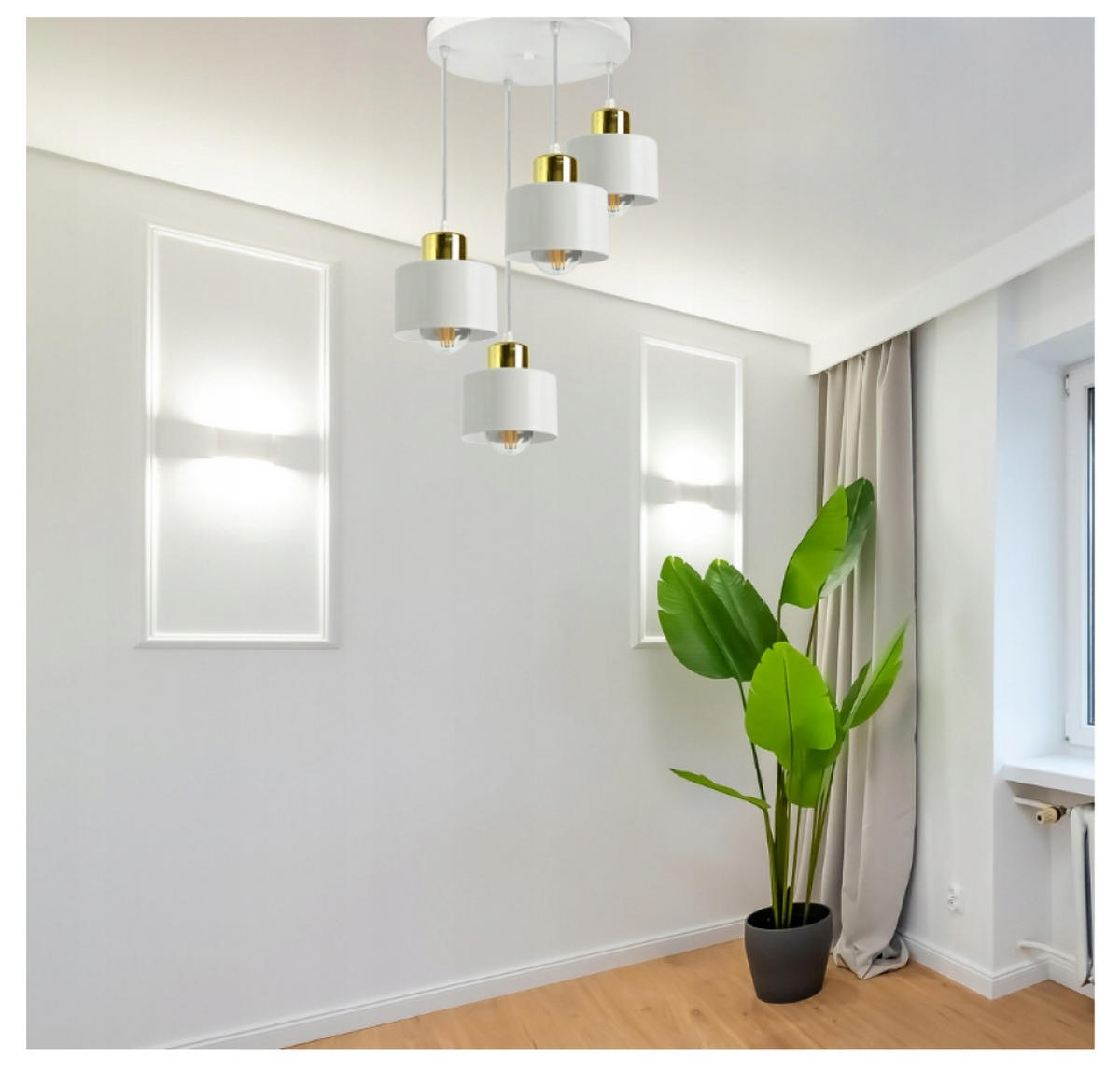 PENDELLEUCHTE Roller - Goldfarben/Weiß, Metall (30/30/70cm) - kiki design