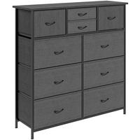 KOMMODE 100/30/100 cm aus Stahl mit 10 Stoffschubladen Schwarz - Schwarz, Metall (100/100/30cm) - Modenvie