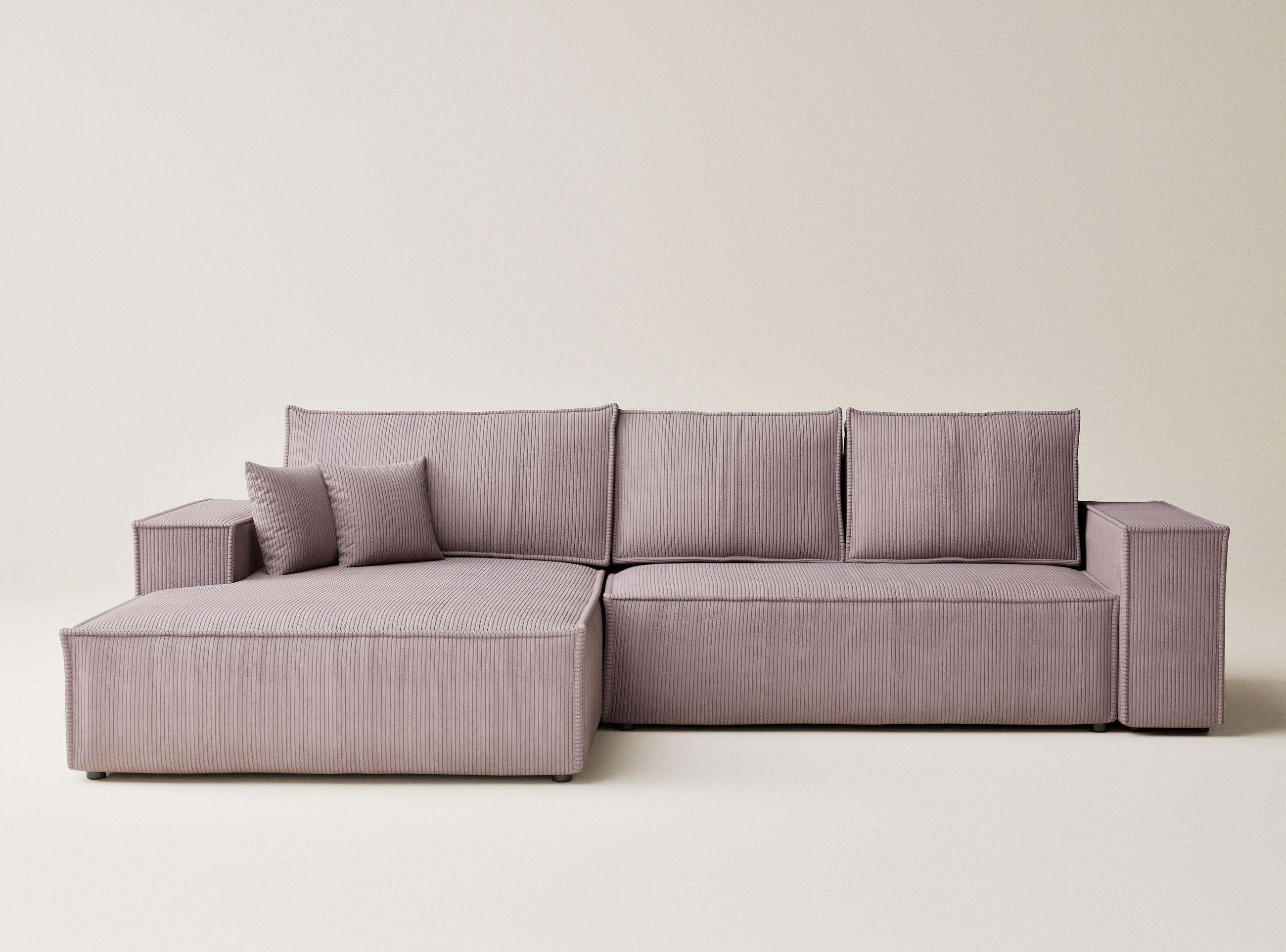 ECKSOFA MIT SCHLAFFUNKTION Maze Lila Samtstoff - Lila/Schwarz, Holz/Holzwerkstoff (294/185cm) - Maison de Reve