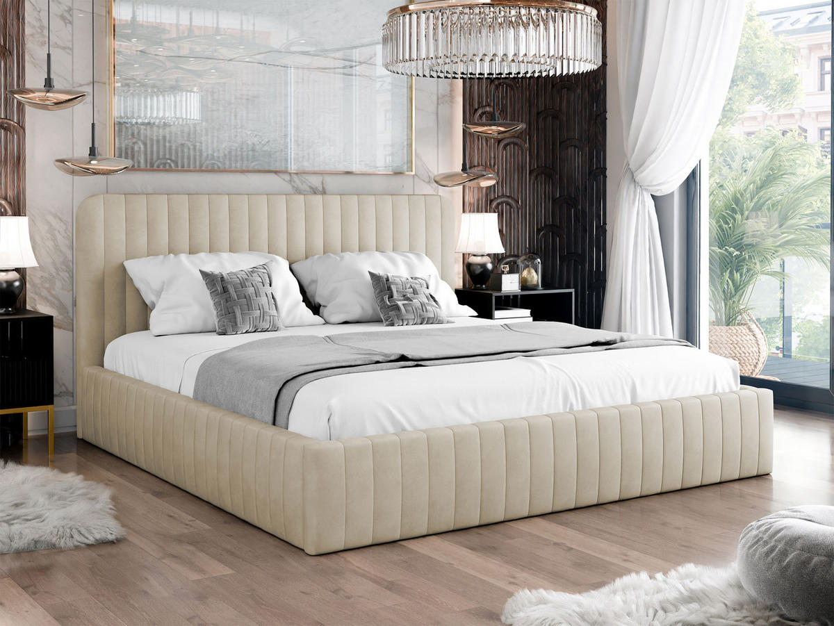 POLSTERBETT Caniko - Beige/Naturfarben, Holz/Holzwerkstoff (160/200cm) - MIRJAN24