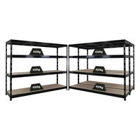 SCHWERLASTREGAL 3er-Set Rhino 180x240x60cm 4 Spanplatten-Ebenen 8mm Fachlast 450kg Schwarz - Schwarz, Metall (720/180/60cm) - PROREGAL