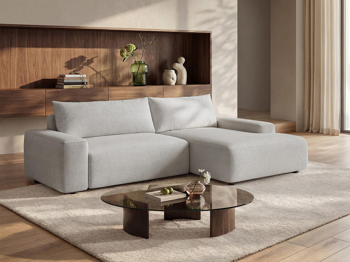 SCHLAFSOFA - 4 Personen-Sitzer - Stoff - Hellgrau - - Hellgrau, Textil (264/87/162cm) - Vente-Unique