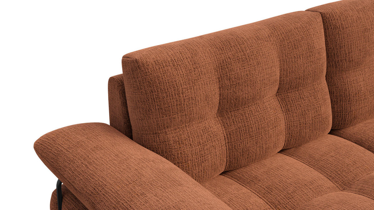 SOFA BUBBARA 2,5-Sitzer, rostrot - Schwarz/Orange, Holz/Textil (215/87/96cm) - Courtois Laville