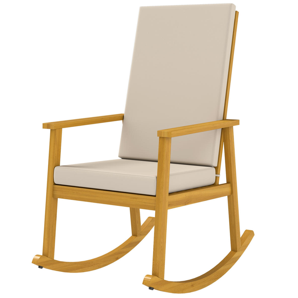 SCHAUKELSTUHL DE-07060 hohe Rückenlehne, inkl. Kissen, Beige - Beige, Holz (60/107/89cm) - ComfortXL