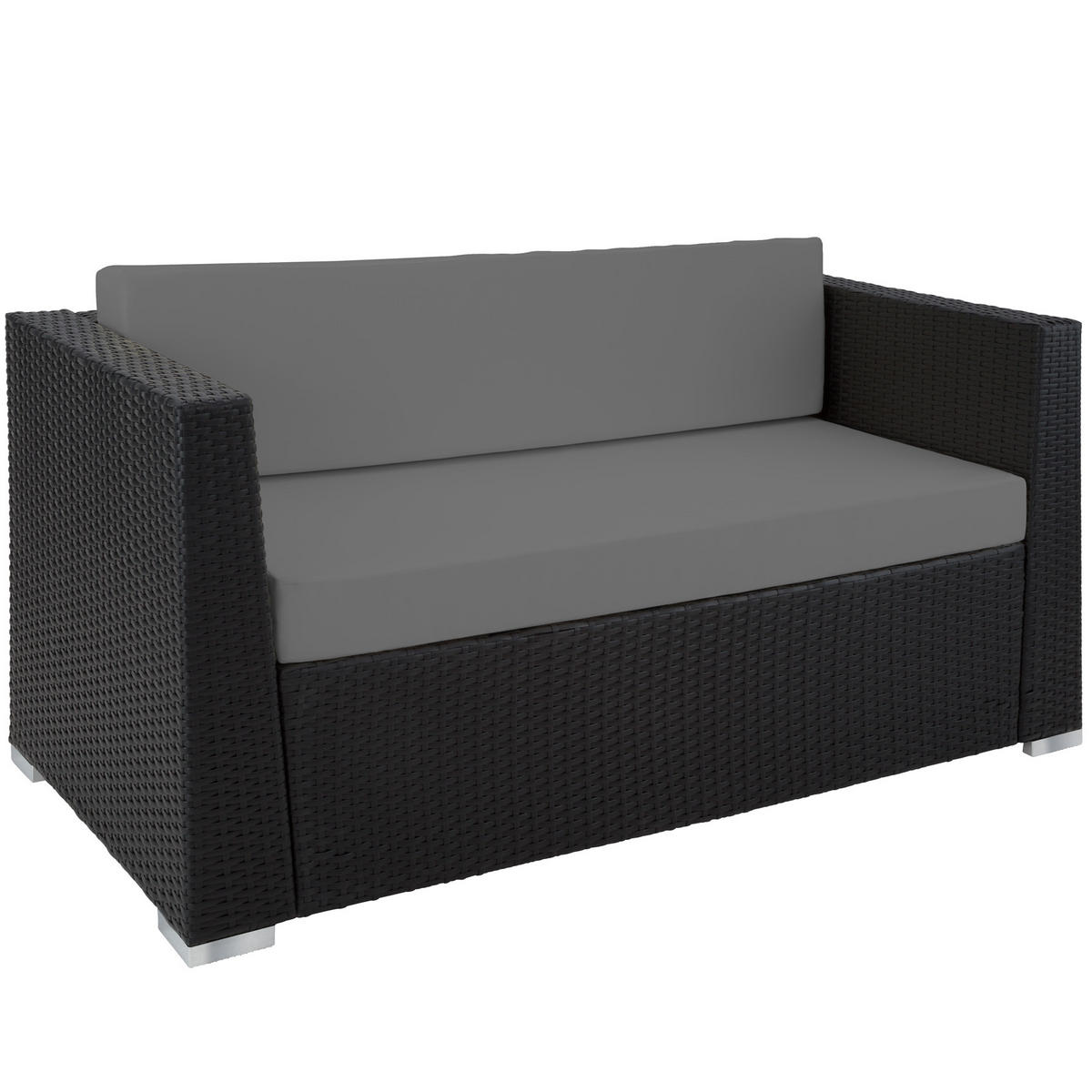 RATTANLOUNGE München,mit Sicherheitsglasplatte,schwarz - Schwarz, Kunststoff - tectake