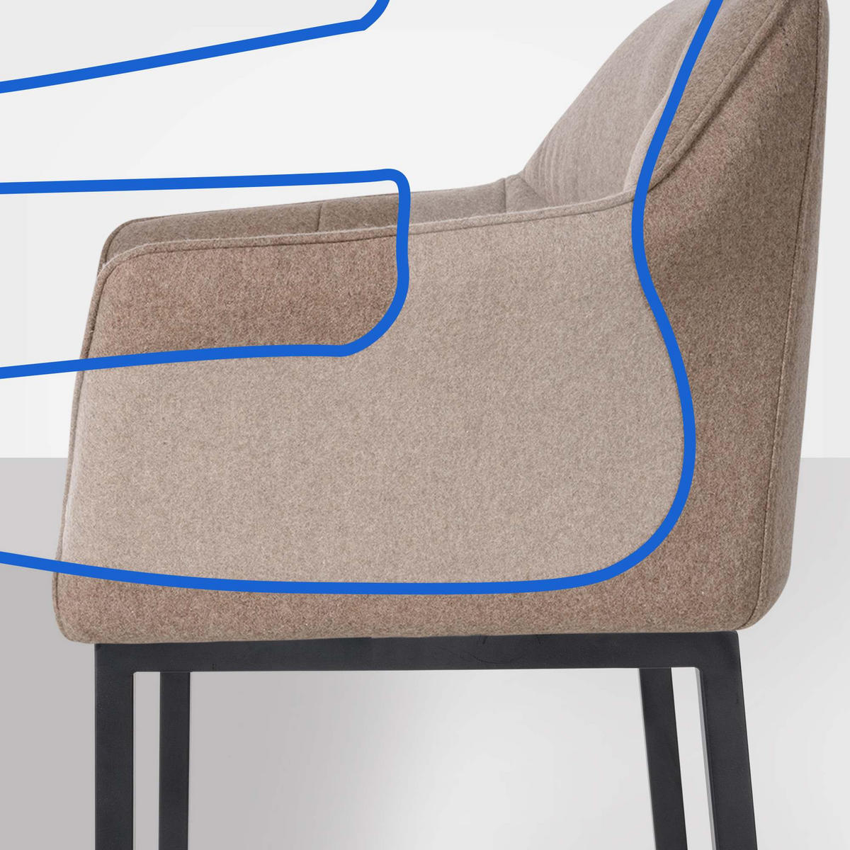 BARHOCKER Filz taupe - Taupe/Schwarz, Textil/Metall (64/110/48cm) - CLP