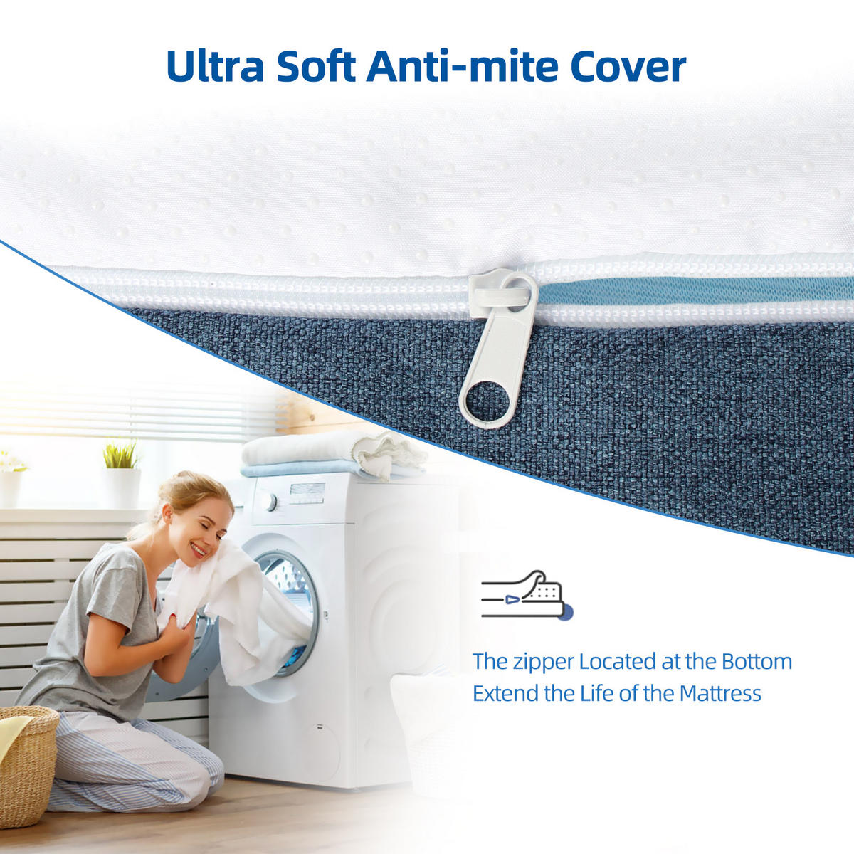 MATRATZE 160x200 – 20 cm Höhe – Komfort Schaumstoffmatratze – abnehmbarer Sternbezug - Blau, Textil (160/200cm) - Rattrix