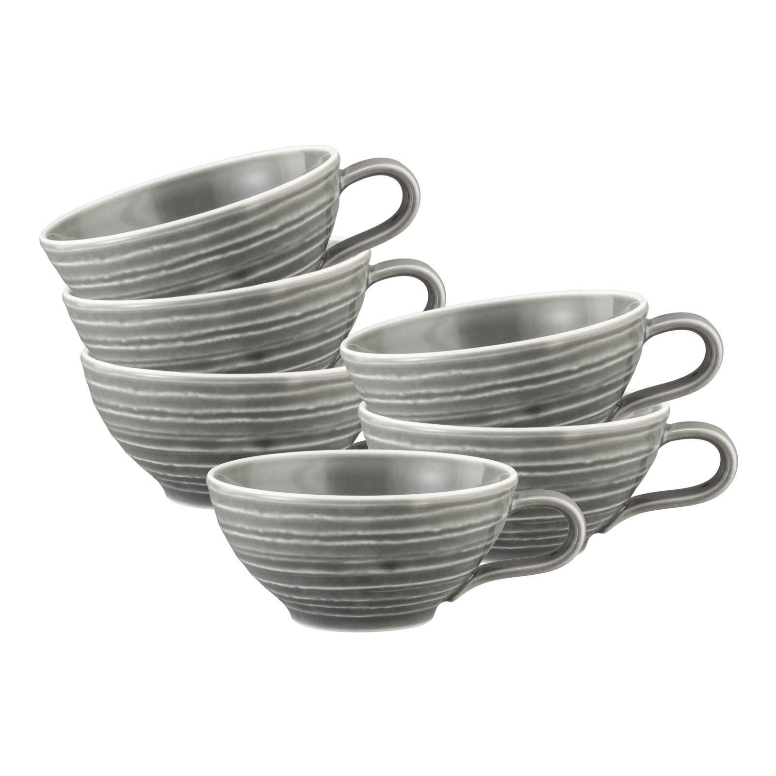 TEETASSEN Terra Sandbeige 140 ml 6er Set - Grau, Keramik (0.14L) - Seltmann Weiden