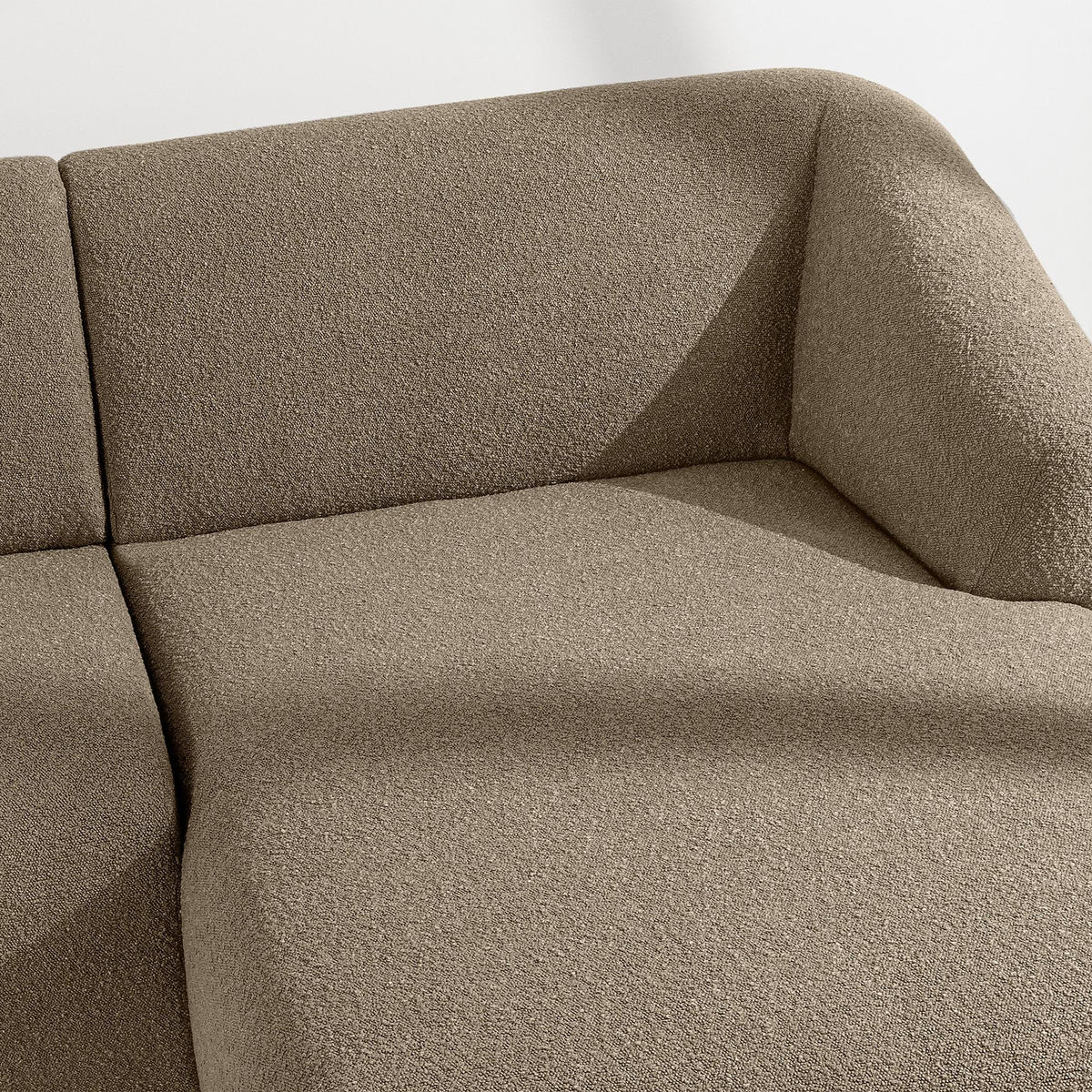 ECKSOFA RECHTS VIRA, Beige, Bouclé - Beige/Schwarz, Holz/Holzwerkstoff (300/160cm) - KONSIMO®