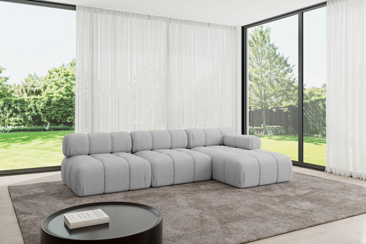 ECKSOFA modulares Sofa Razon-L2 - 285x160x70 cm Hellgrau Bouclé - Hellgrau, Holzwerkstoff/Textil (285/160cm) - ALTDECOR