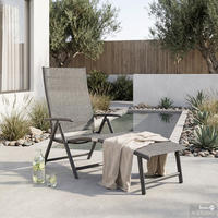 GARTENLIEGE - Aluminium / Textilene - Grau - Grau, Textil/Metall (61/94/180cm) - home24