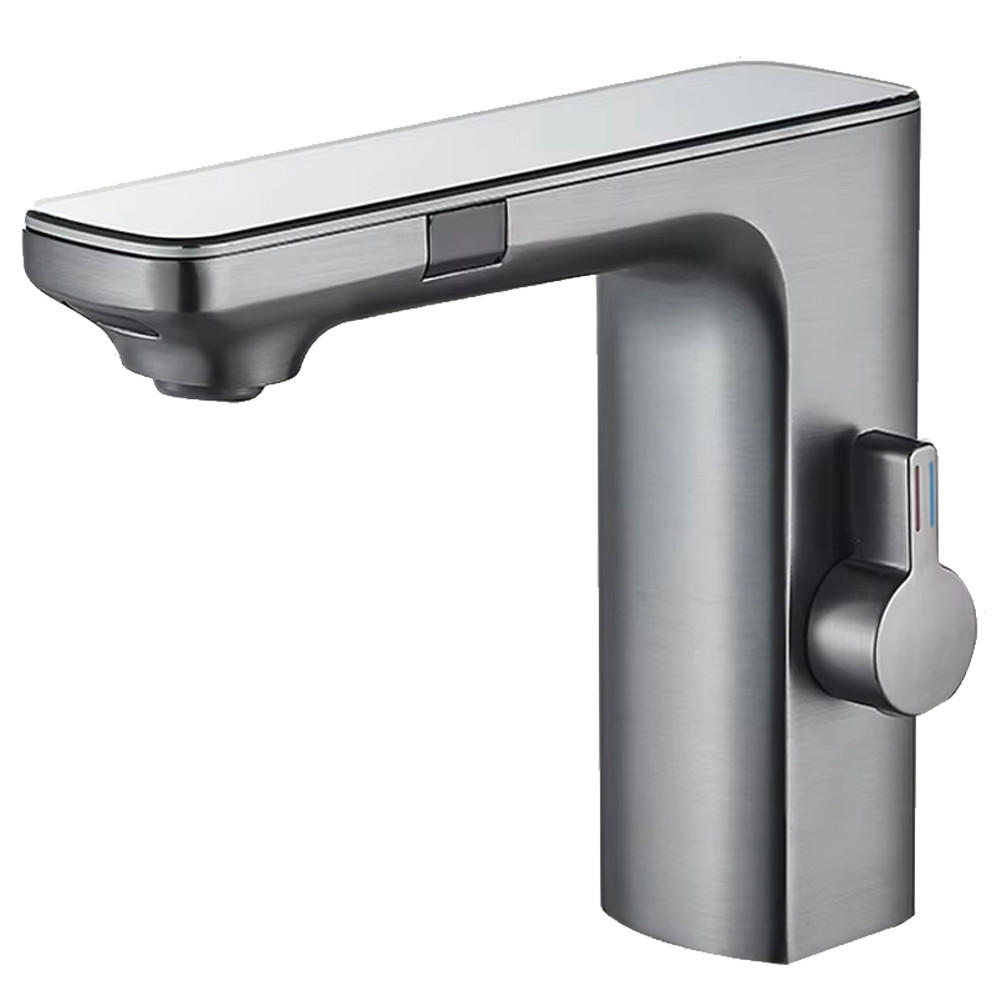 WASCHTISCHAMATUR Sensor, Grau, Digitalanzeige - Grau, Metall (4.5/14/18cm) - Kaket