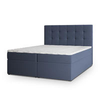 BOXBETT PALMA 140x200 cm mit Matratze und Topper, H2+H3 - Blau - Blau, Holz (140/200cm) - MASSENO