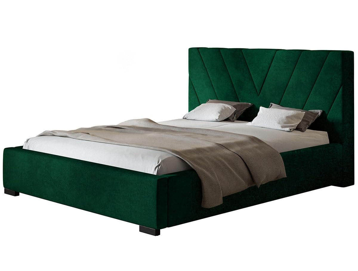 POLSTERBETT Palermo mit Kopfteil, 120x200 cm, Doppelbett mit Bettkasten und Lattenrost aus Holz, Velourstoff Grün - Grün, Holz/Textil (120/200cm) - Alpi-Möbel