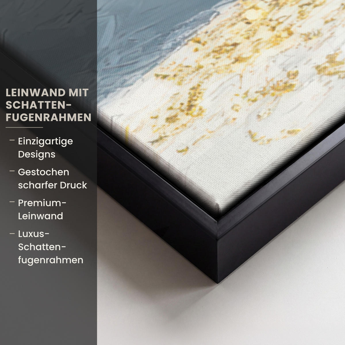 LEINWAND Bilder mit Rahmen - Baum - Winter - Baum des Lebens - Modern - Gold - 90x90 - Goldfarben, Textil (90/90cm) - MuchoWow