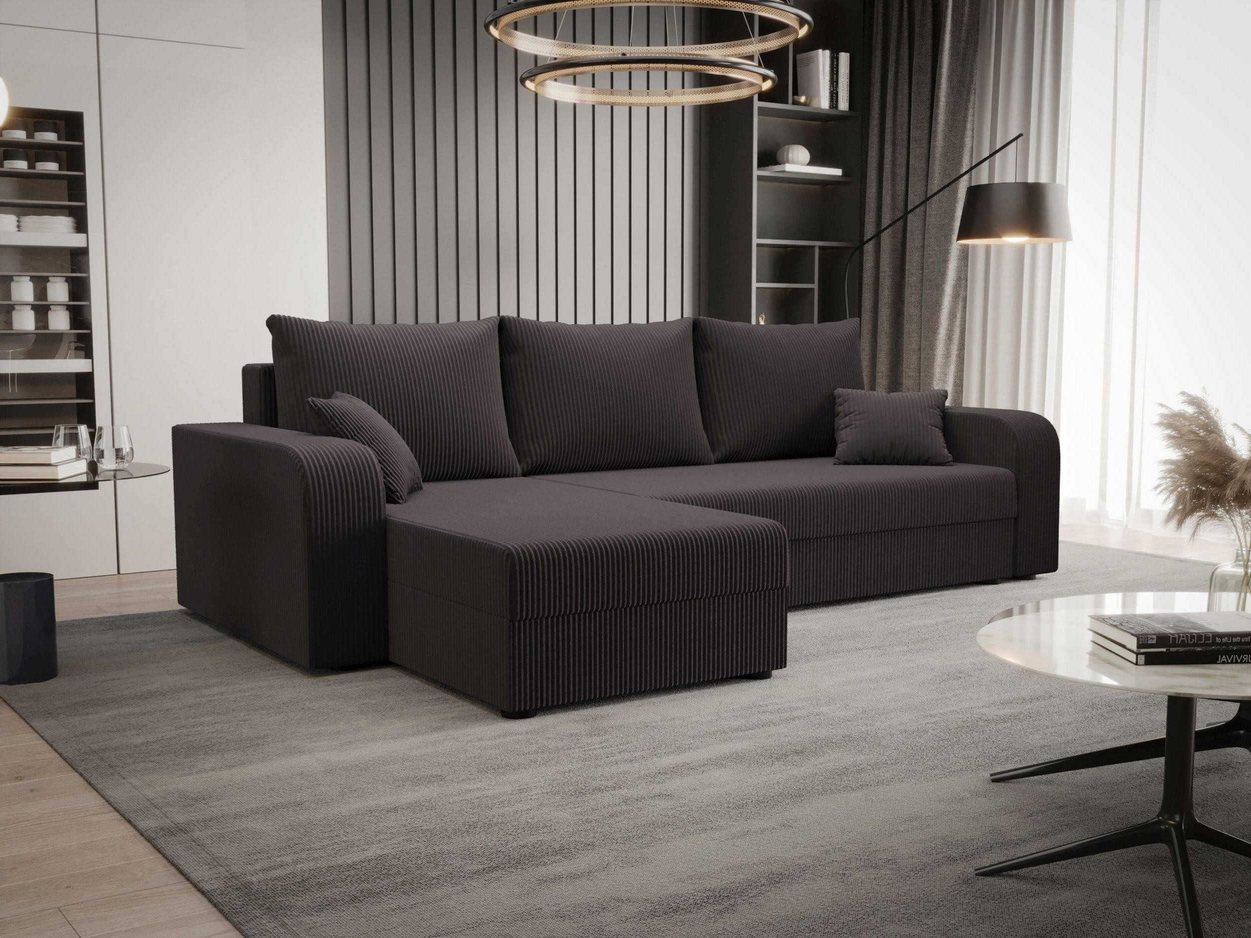 ECKSOFA HEWLET L BIS Zoom 21 Links mit Schlaffunktion - Dunkelgrau, Textil (240/140cm) - Bedante