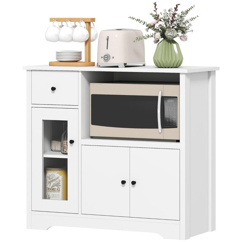 SIDEBOARD 80/35/72,2 cm mit 3 Türen, Schublade & offenem Fach in Weiß - Weiß, Holz (80/72.2/35cm) - BEAOK