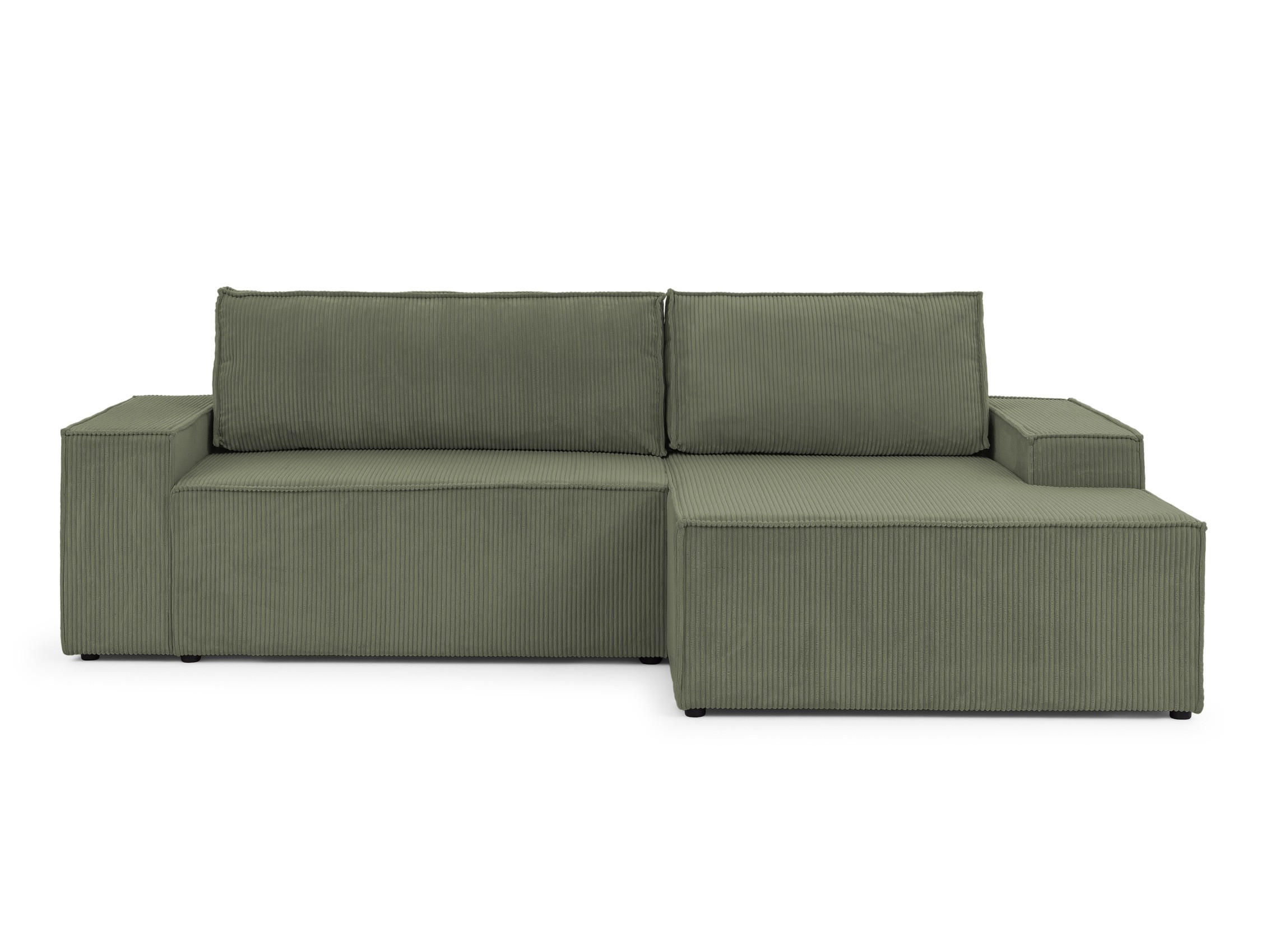 ECKSOFA Rivio mit Schlaffunktion und Bettkasten, Cordstoff Grün - Schwarz/Grün, Holz/Kunststoff (262/149cm) - S-Style