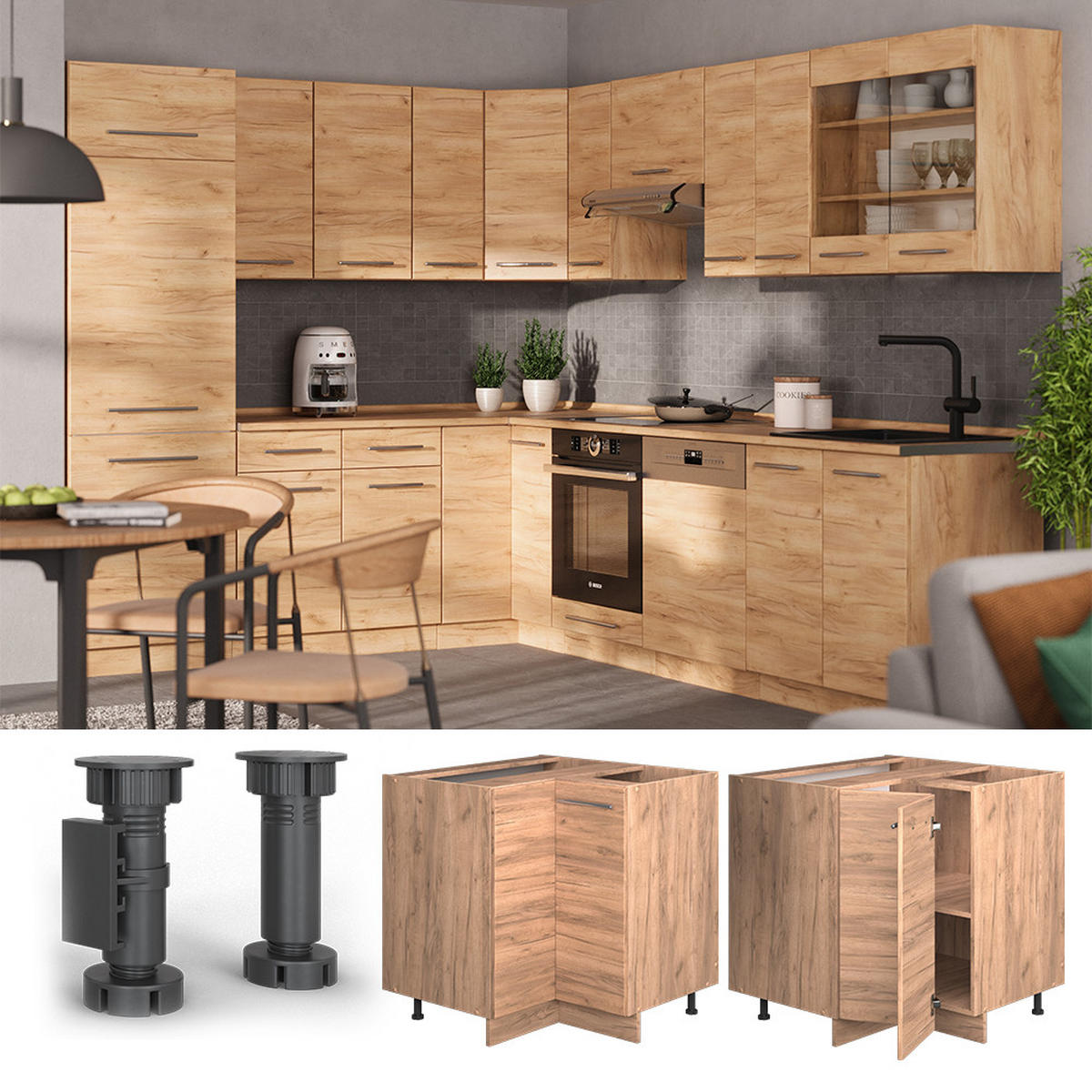 Honigeiche, Holzwerkstoff (80.5/82/60cm) - Vicco