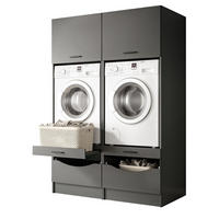 WASCHMASCHINENSCHRANK grau Set 2-teilig 132 x 195 cm, Umbau für Waschmaschine und Trockner - Schwarz/Grau, Holzwerkstoff/Kunststoff (132/195/68cm) - Inn.Furn