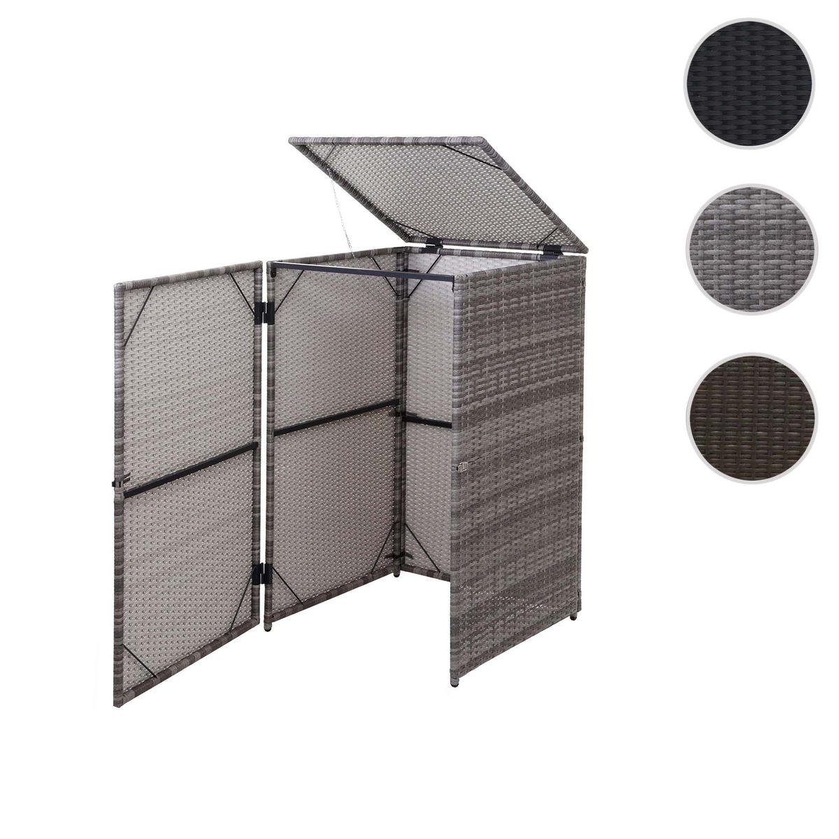 MÜLLTONNENBOX HxBxT 110x65x66cm Poly-Rattan 120l Grau - Grau, Kunststoff (65/110/66cm) - PROREGAL