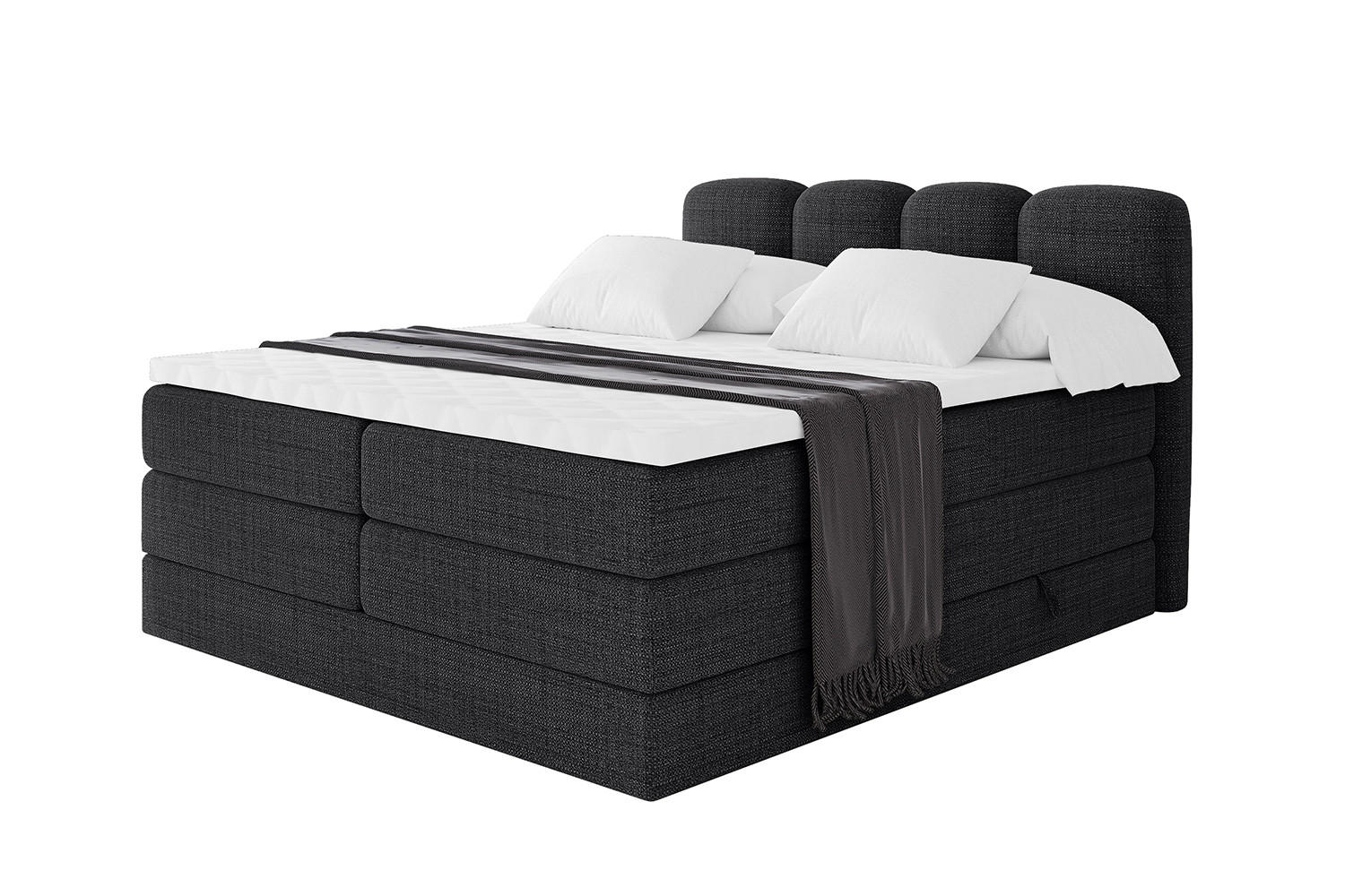 BOXBETT mit Matratze H3|H4 - NINA KING - 160x200 cm - Schwarz - Schwarz, Holzwerkstoff (160/200cm) - ALTDECOR