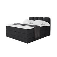 BOXBETT mit Matratze H3|H4 - NINA KING - 160x200 cm - Schwarz - Schwarz, Holzwerkstoff (160/200cm) - ALTDECOR
