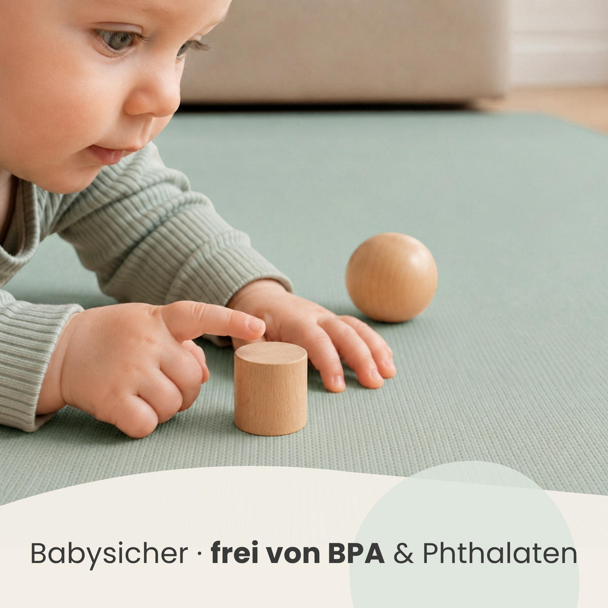 SPIELMATTE ab Null - 180/90/1 cm Puzzlematte Mint - Mintgrün, Kunststoff (30/30cm) - Littletom