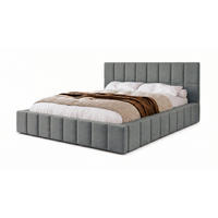 POLSTERBETT 180x200 cm, Alma, Doppelbett mit Bettkasten, Lattenrost aus Holz, Velourstoff, Grau - Grau, Holz/Textil (180/200cm) - Marpur