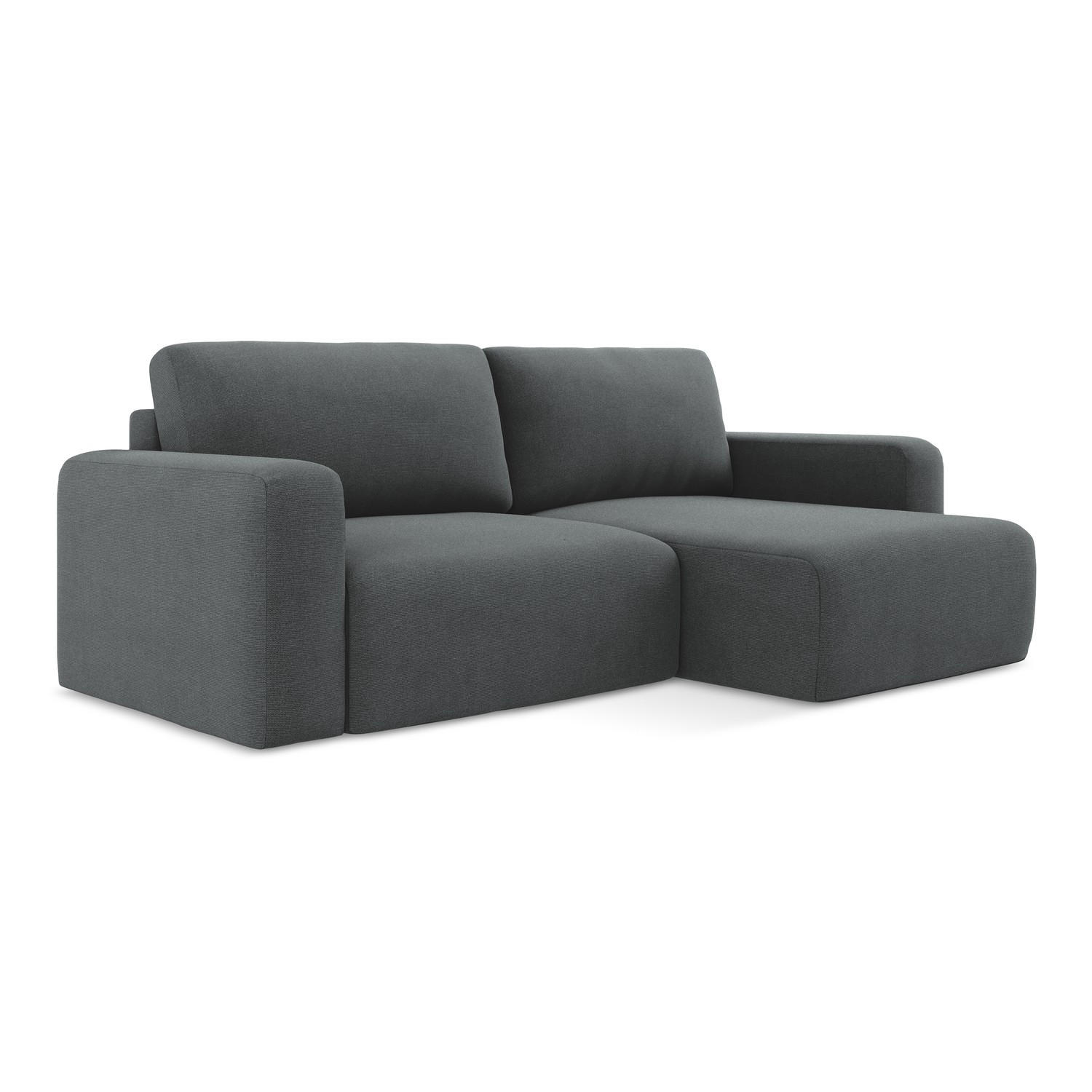 ECKSOFA mit Schlaffunktion rechts Strukturstoff Stoff Grau - Schwarz/Grau, Kunststoff/Textil (244/149cm) - LaMiaSofa