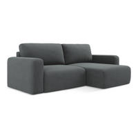 ECKSOFA mit Schlaffunktion rechts Strukturstoff Stoff Grau - Schwarz/Grau, Kunststoff/Textil (244/149cm) - LaMiaSofa