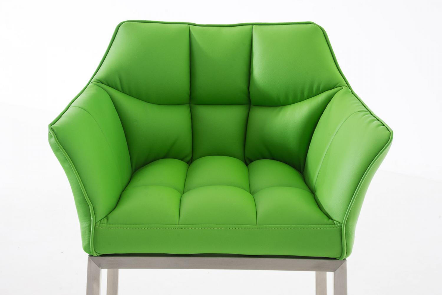 BARHOCKER 2er Set Lederlook grün - Edelstahlfarben/Grün, Textil/Metall (64/110/48cm) - CLP