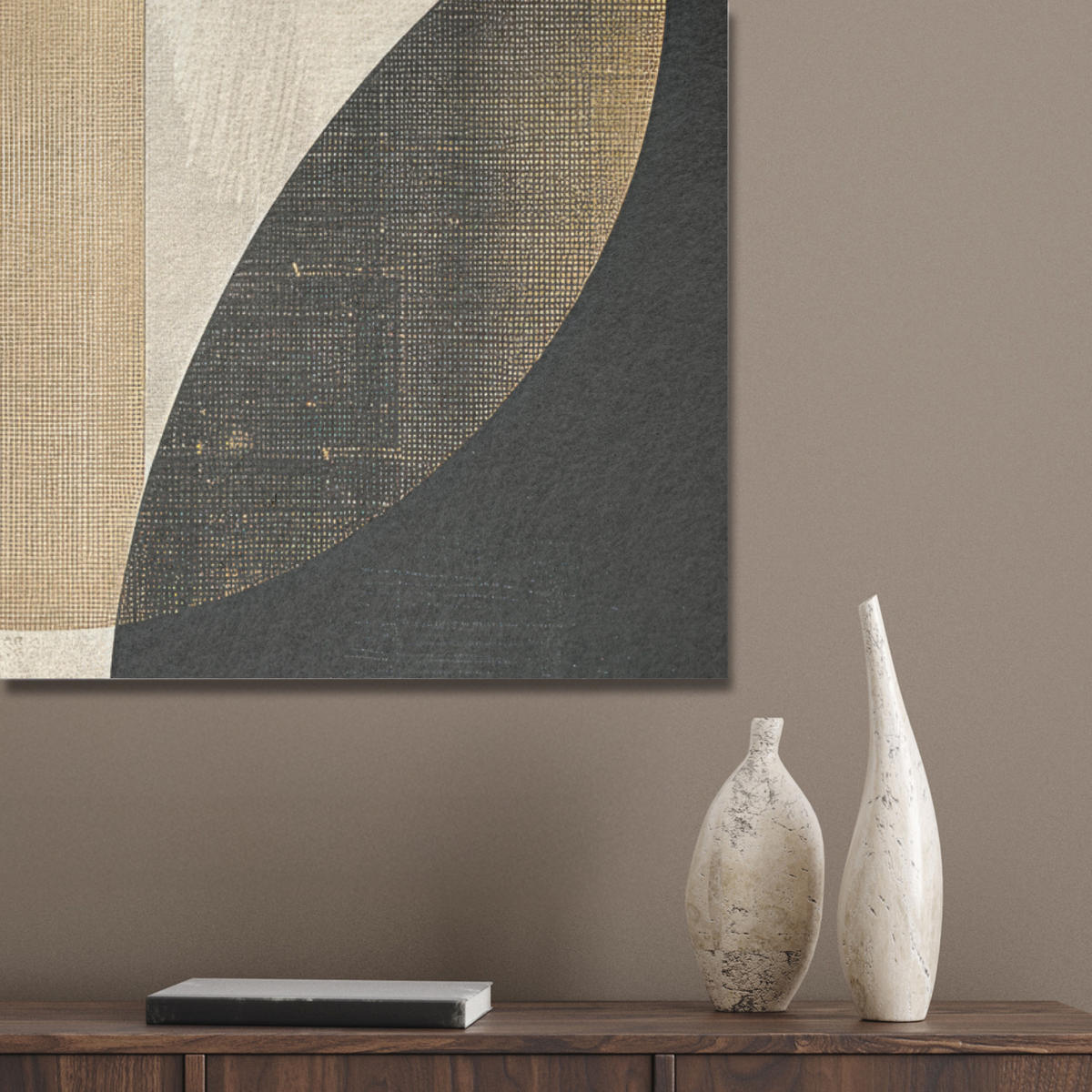 AKUSTIKPANEEL Abstrakt - Geometrische Formen - Schwarz - Gold 70x100 cm - Ecru, Textil (70/0.9/100cm) - MuchoWow
