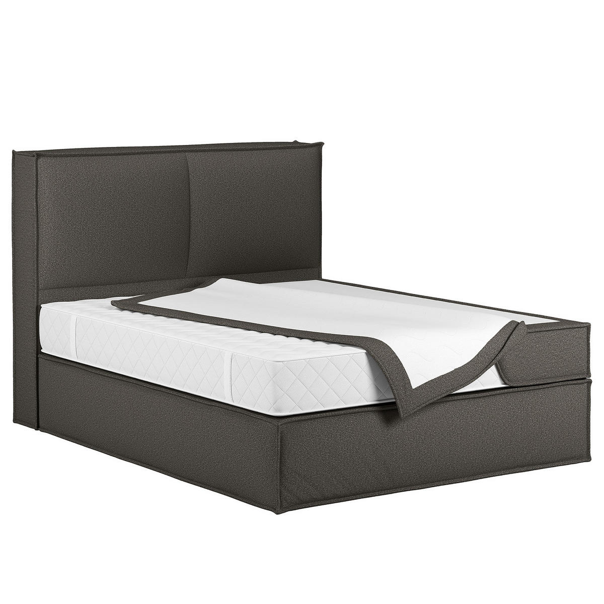 BOXSPRINGBETT mit Kopfteil - Premium - Braun, Textil (140/200cm) - home24