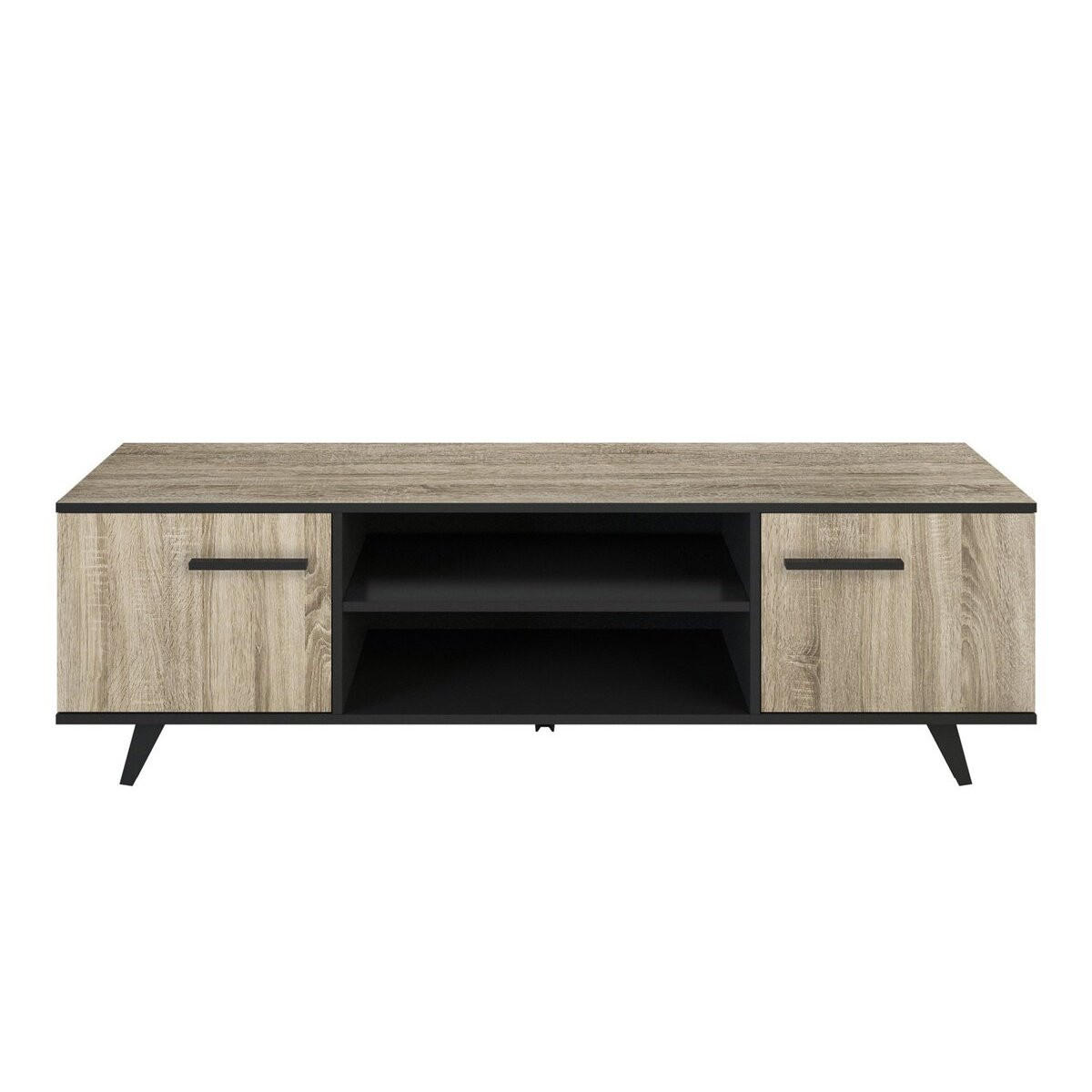 TV-MÖBEL mit 2 Türen und 2 Nischen L151,4 cm - Wayne - Schwarz/Eiche Artisan, Holzwerkstoff (39.3/46.2/151.4cm) - Calicosy