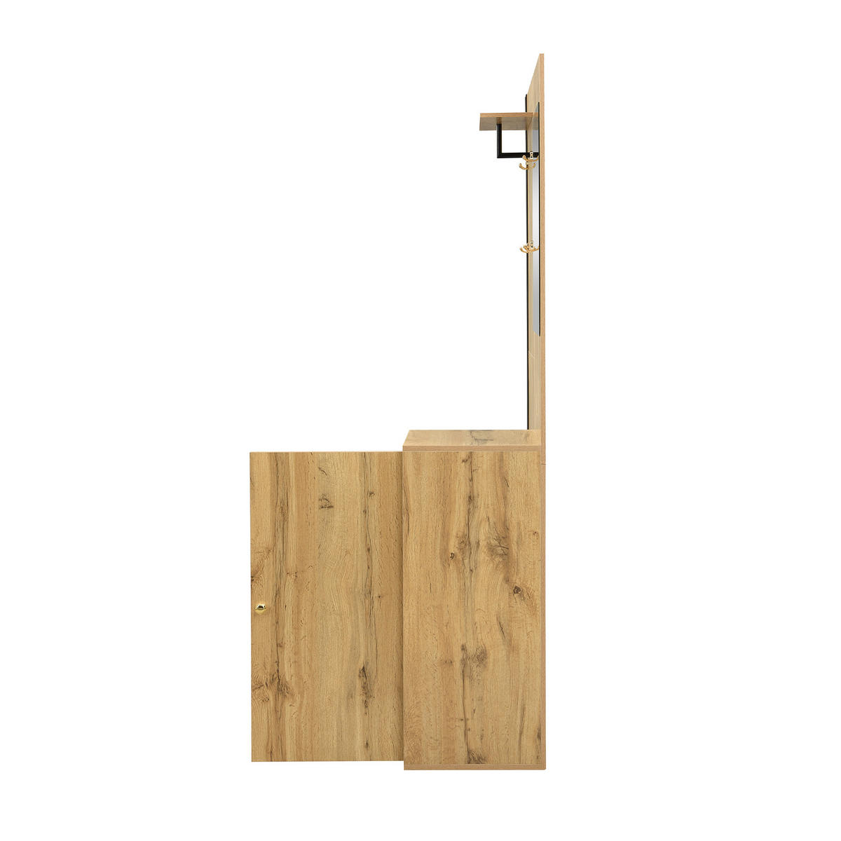 GARDEROBE Flurgarderobe MDF Soft-Close Spiegel Sitzbank Kleiderstange Schirmhalter Stauraum - Naturfarben, Glas/Holzwerkstoff (115/185/37cm) - EVRYAE