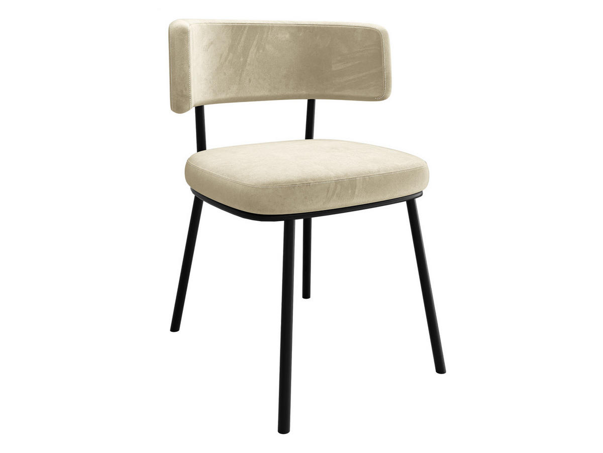 POLSTERSTUHL Iga - Schwarz/Naturfarben, Textil/Metall (58/75/57cm) - MIRJAN24