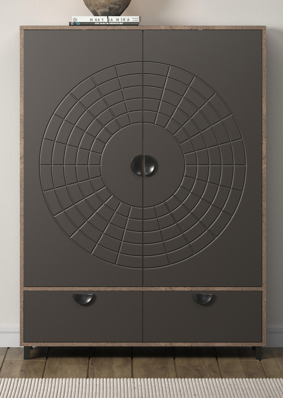 HIGHBOARD Bronze und Rostoptik 120 x 163 cm, Kommode mit Soft-Close - Rostfarben/Schwarz, Holzwerkstoff/Metall (120/163/42cm) - Top.Furn