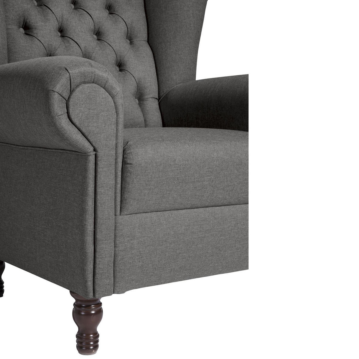 OHRENBACKENSESSEL Katreen Bezug Flachgewebe Buche nussbaum dunkel / anthrazit - Grau, Kunststoff (91/101/90cm) - 58aufmkessel