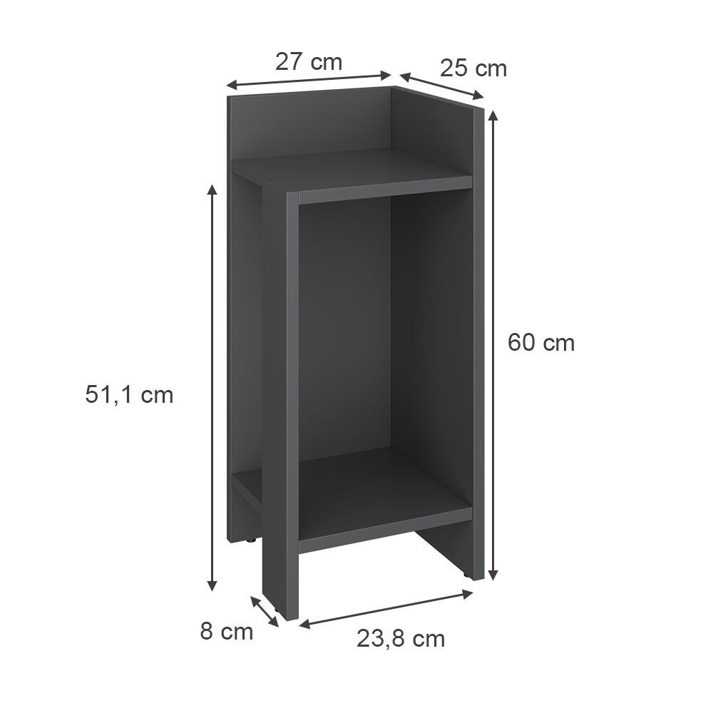 NACHTTISCH Lenar Anthrazit 27 x 60 cm - Anthrazit, Holzwerkstoff (27/60/25cm) - Vicco