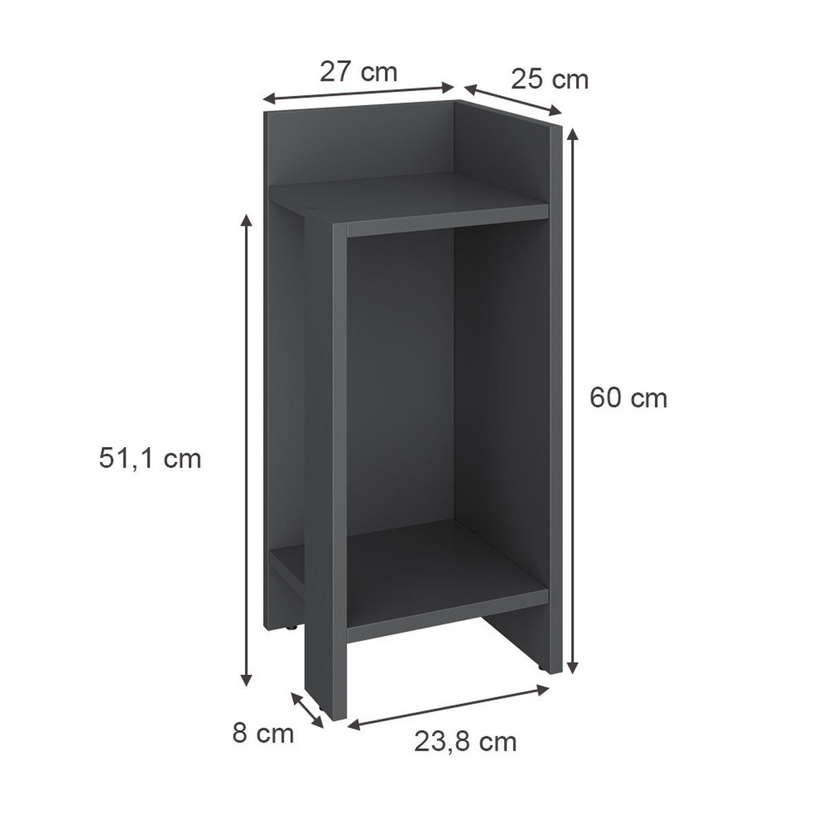 NACHTTISCH Lenar Anthrazit 27 x 60 cm - Anthrazit, Holzwerkstoff (27/60/25cm) - Vicco